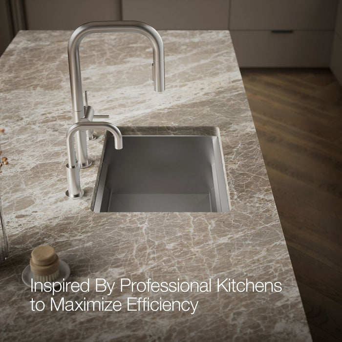 KOHLER K-23650 Prolific 23" undermount single-bowl workstation kitchen sink, stainless steel - view 3