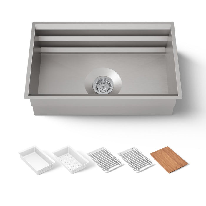 KOHLER K-23651 Prolific 29" undermount single-bowl workstation kitchen sink