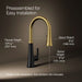 KOHLER K-23764 Tone Pull-down kitchen sink faucet with three-function sprayhead, matte black with brushed moderne brass -...