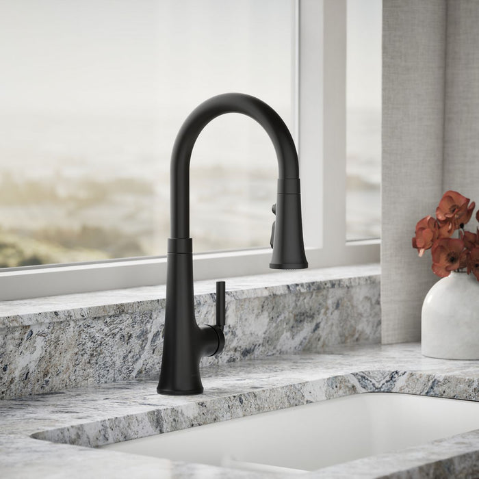KOHLER K-23764 Tone Pull-down kitchen sink faucet with three-function sprayhead, matte black - view 3