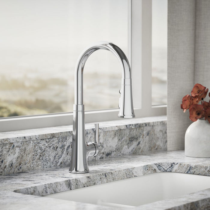 KOHLER K-23764 Tone Pull-down kitchen sink faucet with three-function sprayhead, polished chrome - view 3