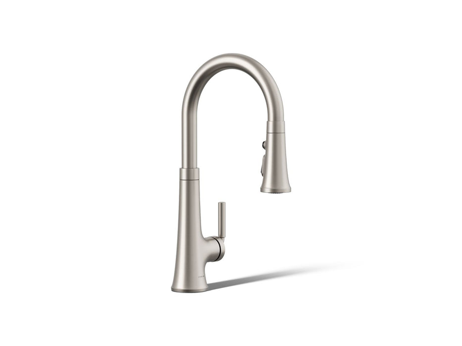 KOHLER K-23764 Tone Pull-down kitchen sink faucet with three-function sprayhead, vibrant stainless