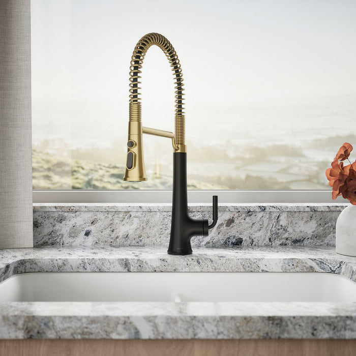 KOHLER K-23765 Tone Semi-professional pull-down kitchen sink faucet with three-function sprayhead, matte black with...