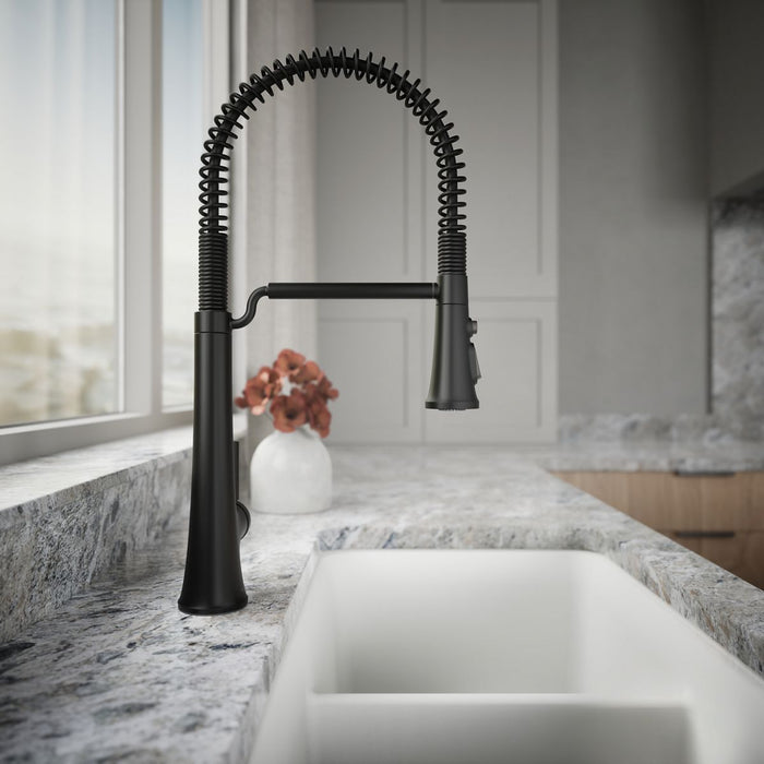 KOHLER K-23765 Tone Semi-professional pull-down kitchen sink faucet with three-function sprayhead, matte black - view 2