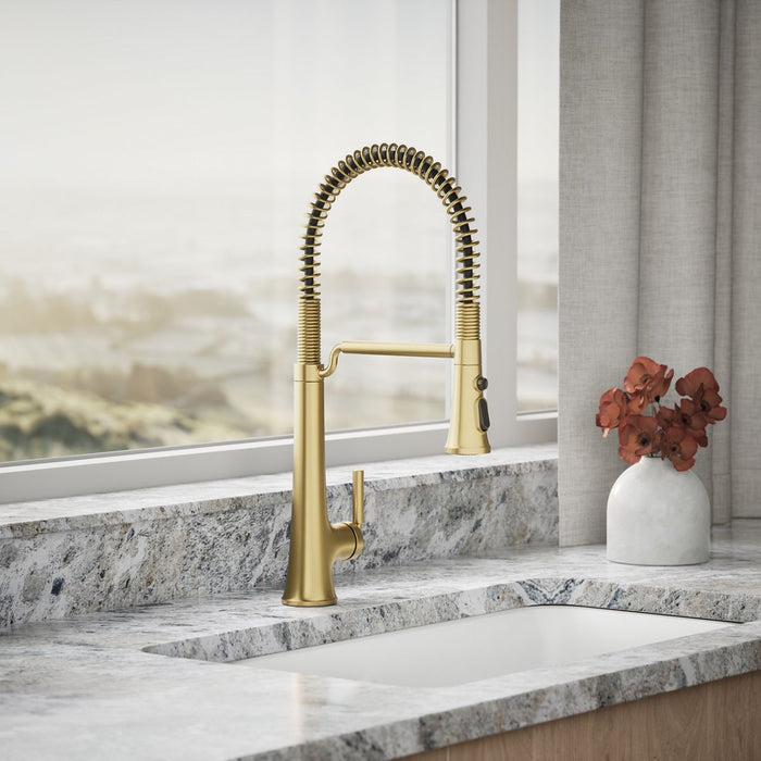 KOHLER K-23765 Tone Semi-professional pull-down kitchen sink faucet with three-function sprayhead, vibrant brushed...
