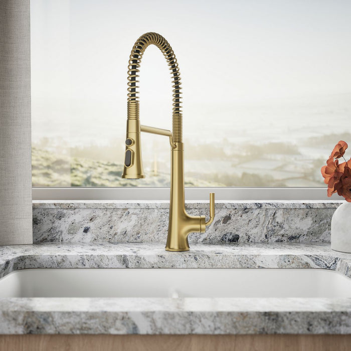 KOHLER K-23765 Tone Semi-professional pull-down kitchen sink faucet with three-function sprayhead, vibrant brushed...
