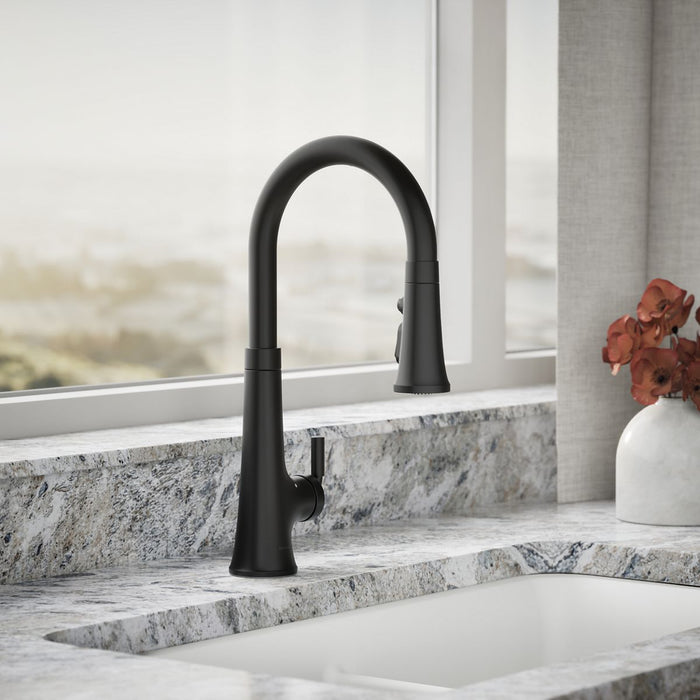 KOHLER K-23766 Tone Touchless pull-down kitchen sink faucet with three-function sprayhead, matte black - view 3