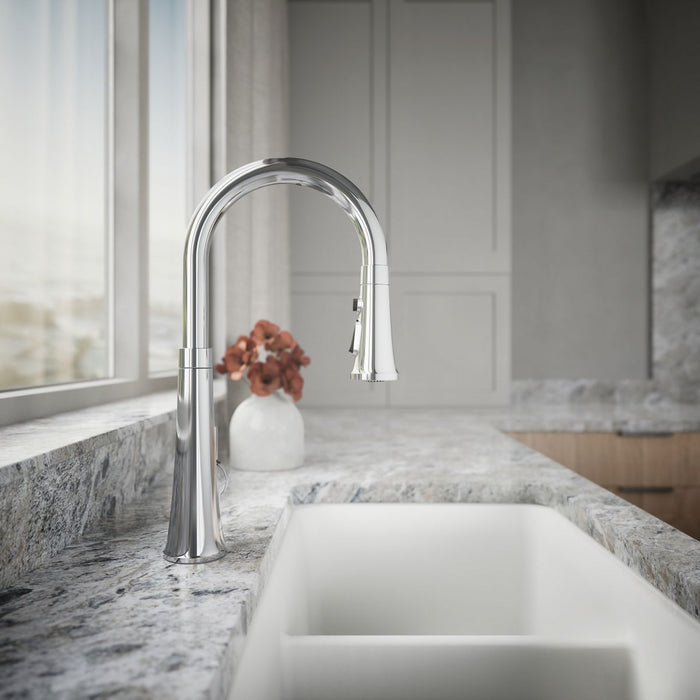 KOHLER K-23766 Tone Touchless pull-down kitchen sink faucet with three-function sprayhead, polished chrome - view 2