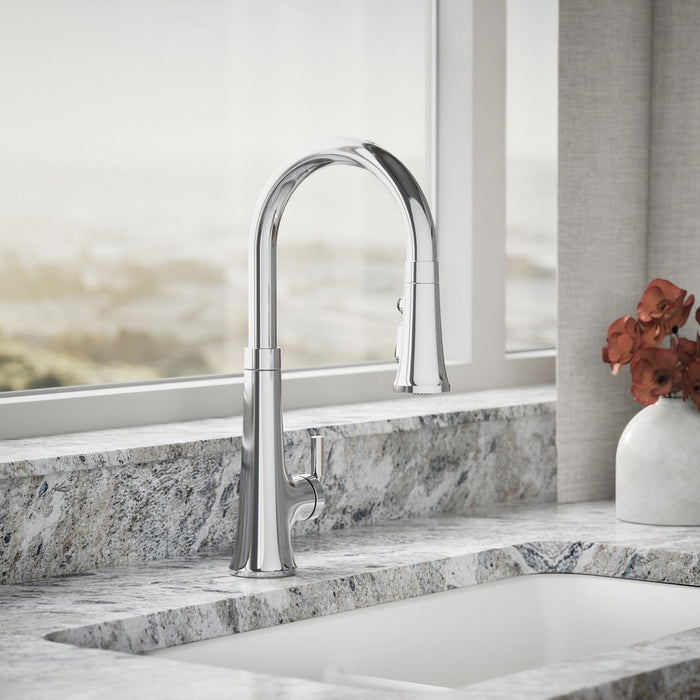 KOHLER K-23766 Tone Touchless pull-down kitchen sink faucet with three-function sprayhead, polished chrome - view 3