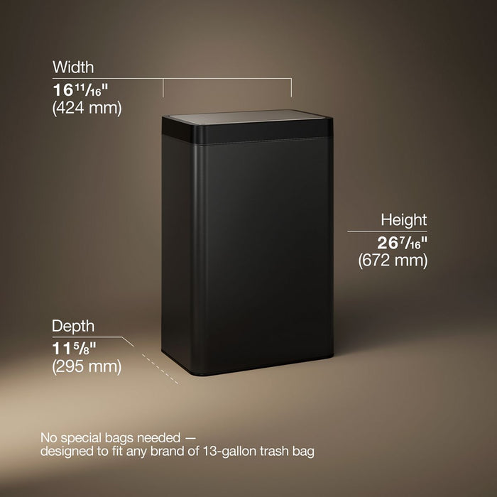 KOHLER K-23825 13-gallon touchless stainless steel trash can, black stainless - view 3