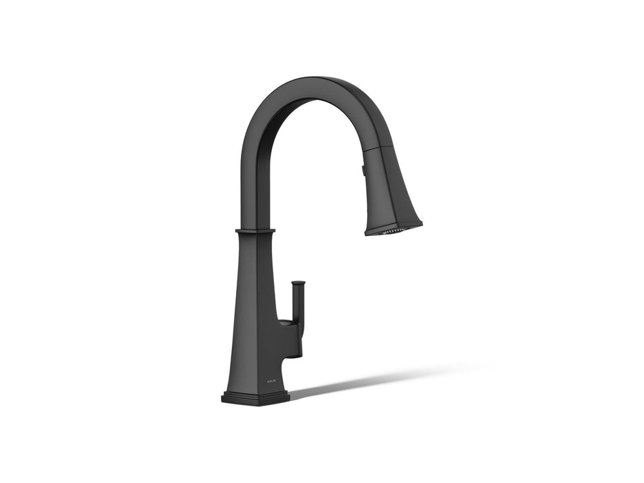 KOHLER K-23830 Riff Pull-down kitchen sink faucet with three-function sprayhead, matte black