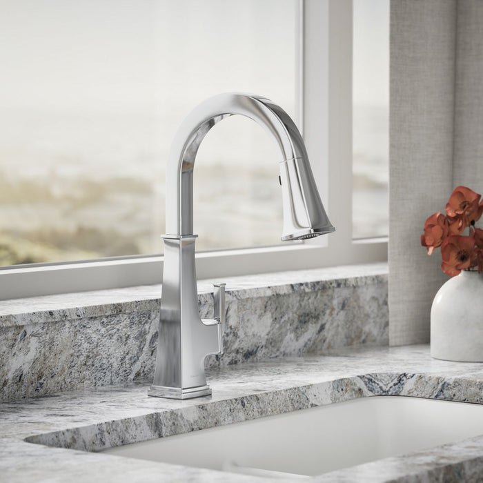 KOHLER K-23830 Riff Pull-down kitchen sink faucet with three-function sprayhead, polished chrome - view 3
