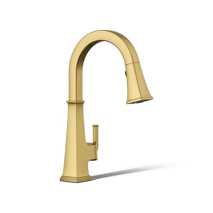 KOHLER K-23830 Riff Pull-down kitchen sink faucet with three-function sprayhead, vibrant brushed moderne brass - view 5