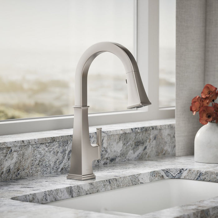 KOHLER K-23830 Riff Pull-down kitchen sink faucet with three-function sprayhead, vibrant stainless - view 3