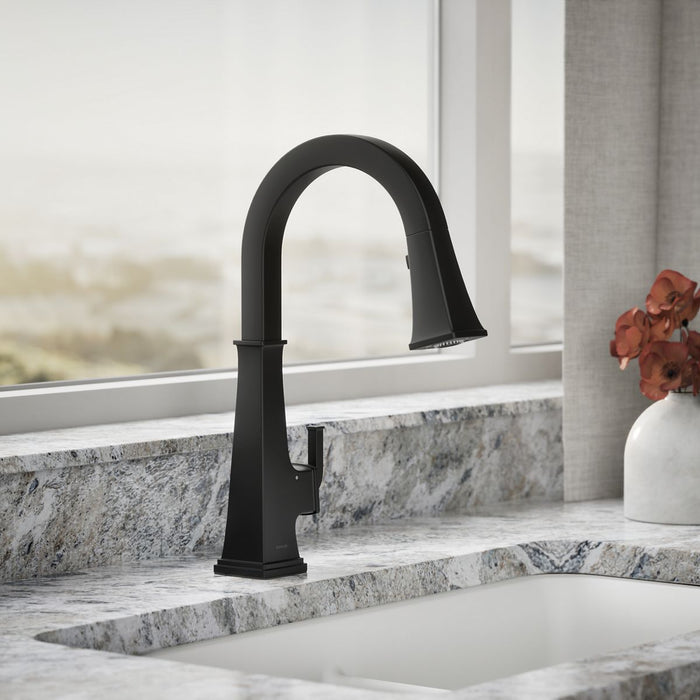 KOHLER K-23832 Riff Touchless pull-down kitchen sink faucet with three-function sprayhead, matte black - view 3