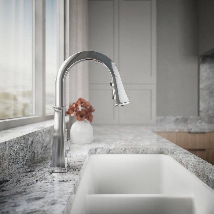 KOHLER K-23832 Riff Touchless pull-down kitchen sink faucet with three-function sprayhead, polished chrome - view 2