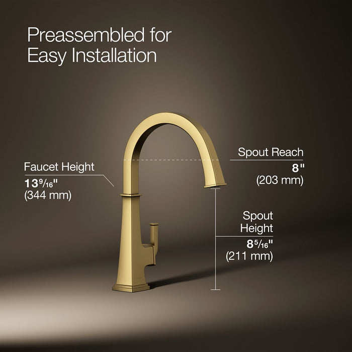 KOHLER K-23833 Riff Single-handle bar sink faucet, vibrant brushed moderne brass - view 5