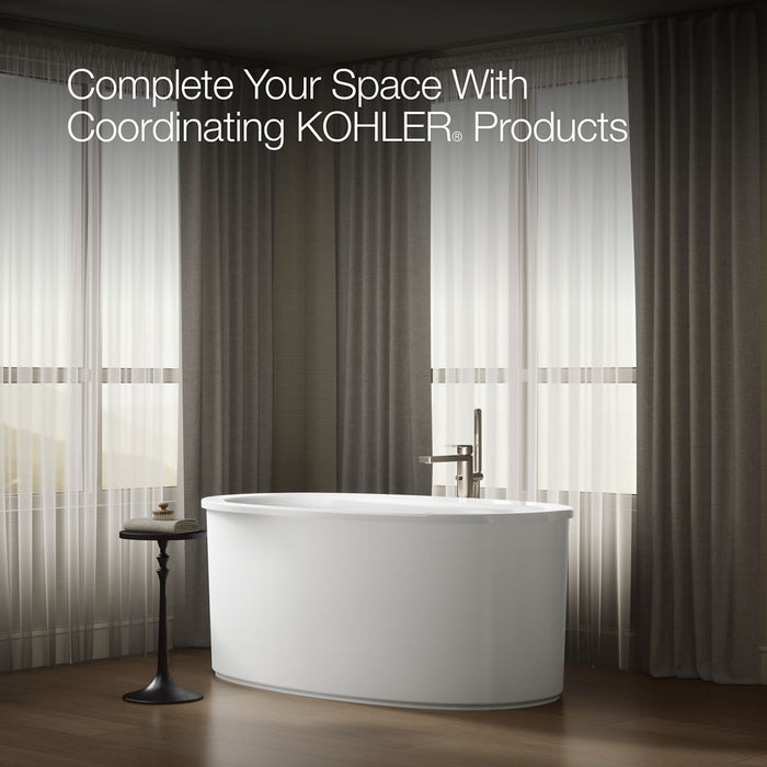 KOHLER K-24001-W1 Sunstruck 60" x 34" freestanding bath with Bask heated surface and straight shroud, white - view 5