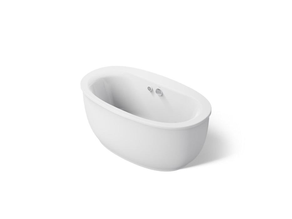 KOHLER K-24002-W1 Sunstruck 60" x 34" freestanding bath with Bask heated surface and fluted shroud, white