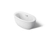 KOHLER K-24009-GH Sunstruck 60-1/2" x 34-1/2" freestanding Heated BubbleMassage air bath with fluted shroud, white