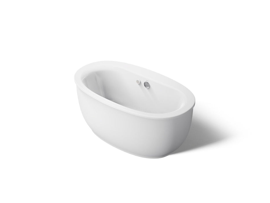 KOHLER K-24009-GH Sunstruck 60-1/2" x 34-1/2" freestanding Heated BubbleMassage air bath with fluted shroud, white