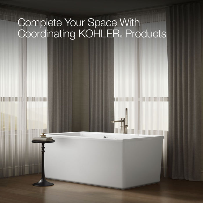 KOHLER K-24010-W1 Stargaze 60" x 34" freestanding bath with Bask heated surface and straight shroud, white - view 4