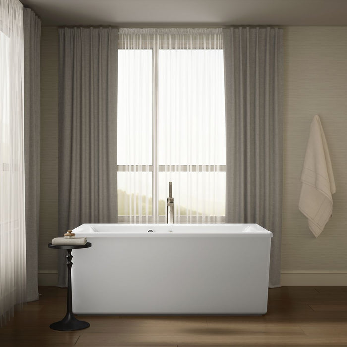 KOHLER K-24010-W1 Stargaze 60" x 34" freestanding bath with Bask heated surface and straight shroud, white - view 5