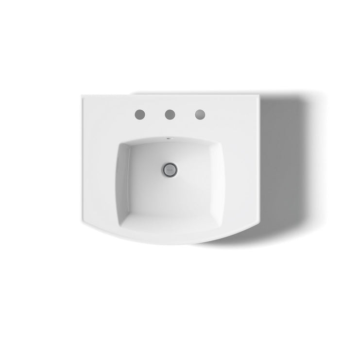 KOHLER K-24050-8 Kelston 23-3/4" Rectangular Pedestal Bathroom Sink, White - top view of product