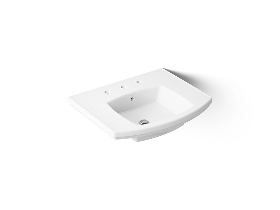 KOHLER K-24051-8 Kelston 23-3/4" rectangular pedestal bathroom sink, white
