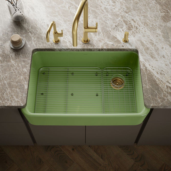 KOHLER K-24268 Ironridge 34" undermount single-bowl farmhouse kitchen sink, fresh green - view 3