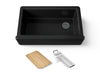 KOHLER K-24564 Riverby 35-3/4" undermount single-bowl farmhouse workstation kitchen sink, black black