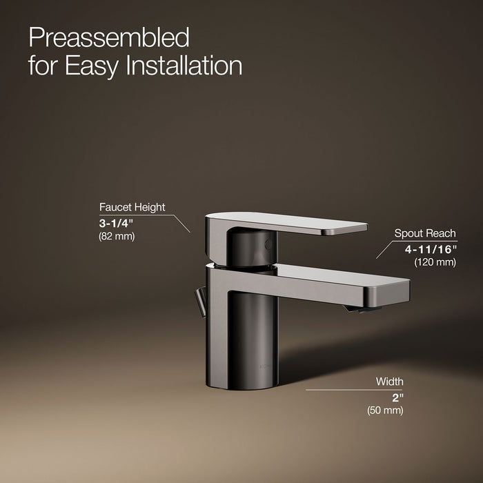 KOHLER K-24804-4K Parallel Low single-handle bathroom sink faucet, 1.0 gpm, vibrant titanium - view 4