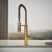 KOHLER K-24982 Purist Semi-professional kitchen sink faucet with three-function sprayhead, vibrant brushed moderne brass...