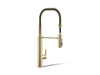 KOHLER K-24982 Purist Semi-professional kitchen sink faucet with three-function sprayhead, vibrant french gold