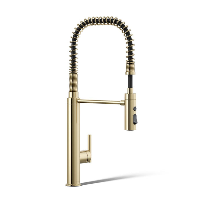 KOHLER K-24982 Purist Semi-professional kitchen sink faucet with three-function sprayhead, vibrant french gold - view 4