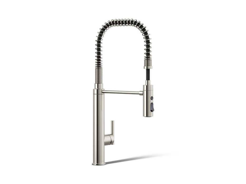 KOHLER K-24982 Purist Semi-professional kitchen sink faucet with three-function sprayhead, vibrant polished nickel