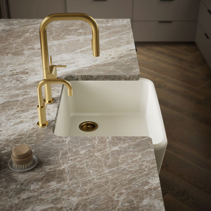 KOHLER K-25766 Ironridge 28" undermount single-bowl farmhouse kitchen sink, biscuit - view 3