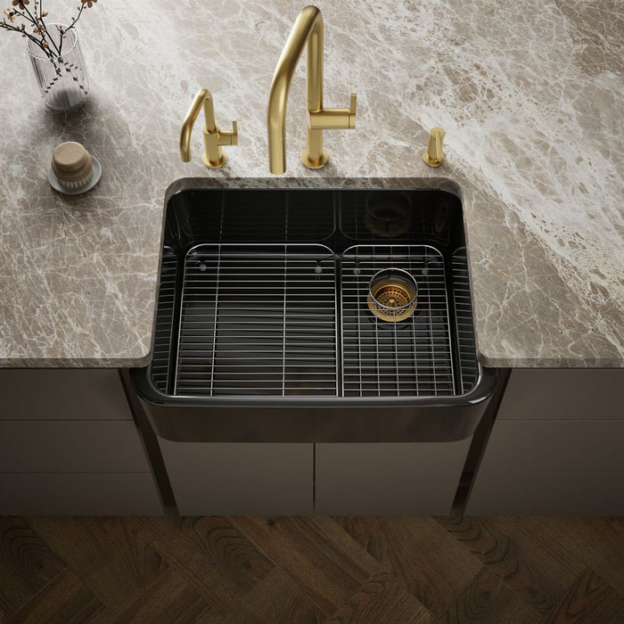 KOHLER K-25766 Ironridge 28" undermount single-bowl farmhouse kitchen sink, black black - view 4