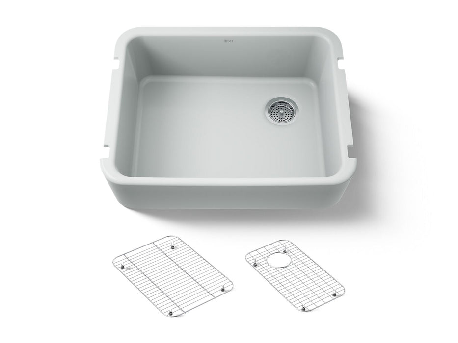 KOHLER K-25766 Ironridge 28" undermount single-bowl farmhouse kitchen sink, ice grey