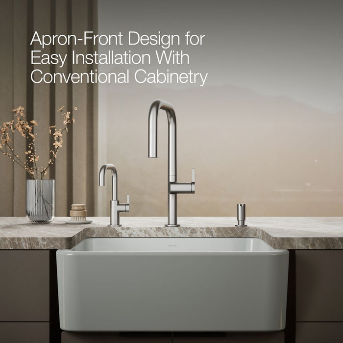 KOHLER K-25766 Ironridge 28" undermount single-bowl farmhouse kitchen sink, ice grey - view 2