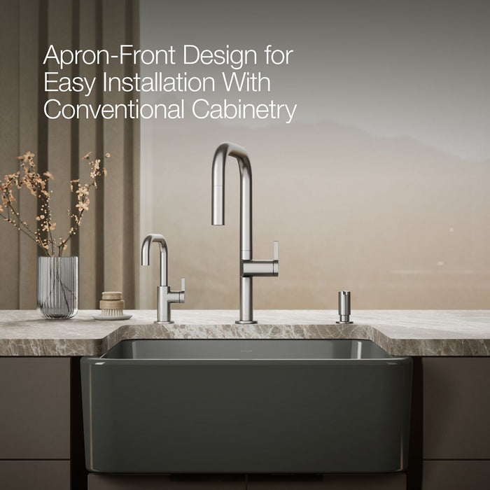 KOHLER K-25766 Ironridge 28" undermount single-bowl farmhouse kitchen sink, thunder grey - view 2