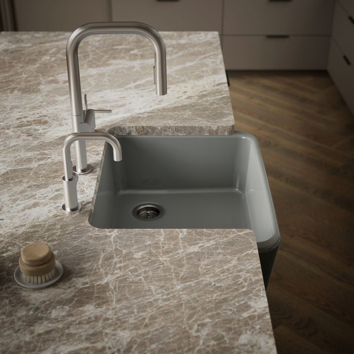 KOHLER K-25766 Ironridge 28" undermount single-bowl farmhouse kitchen sink, thunder grey - view 3