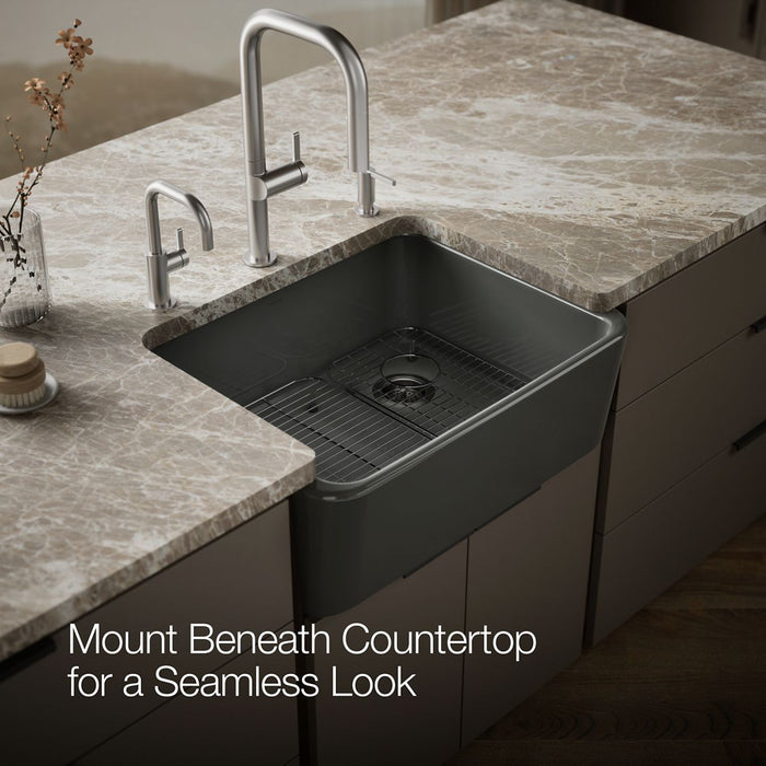 KOHLER K-25766 Ironridge 28" undermount single-bowl farmhouse kitchen sink, thunder grey - view 5