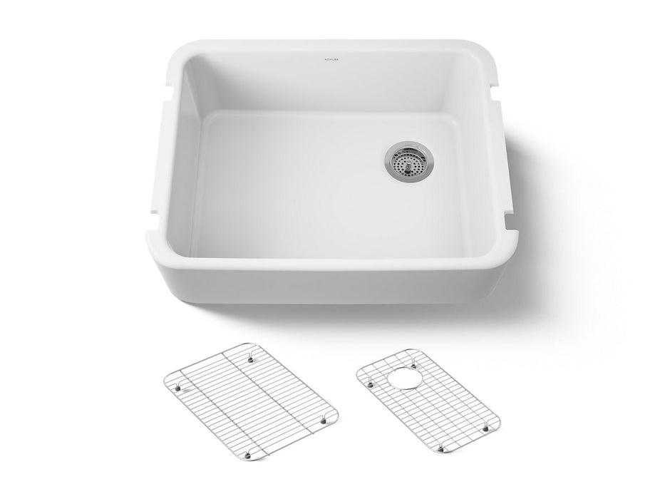 KOHLER K-25766 Ironridge 28" undermount single-bowl farmhouse kitchen sink, white