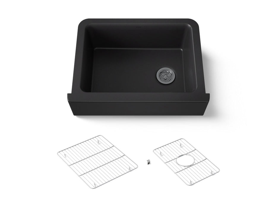 KOHLER K-25787 Cairn 29-11/16" undermount single-bowl farmhouse kitchen sink, matte black