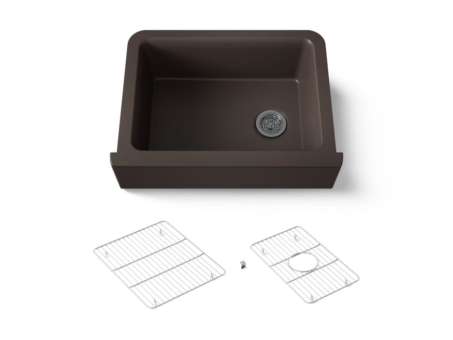 KOHLER K-25787 Cairn 29-11/16" undermount single-bowl farmhouse kitchen sink, matte brown