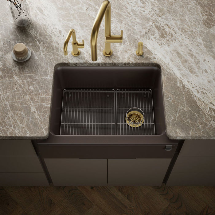 KOHLER K-25787 Cairn 29-11/16" undermount single-bowl farmhouse kitchen sink, matte brown - view 4