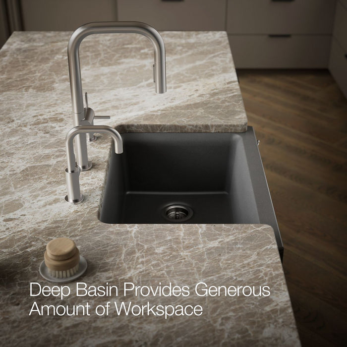 KOHLER K-25787 Cairn 29-11/16" undermount single-bowl farmhouse kitchen sink, matte graphite - view 4