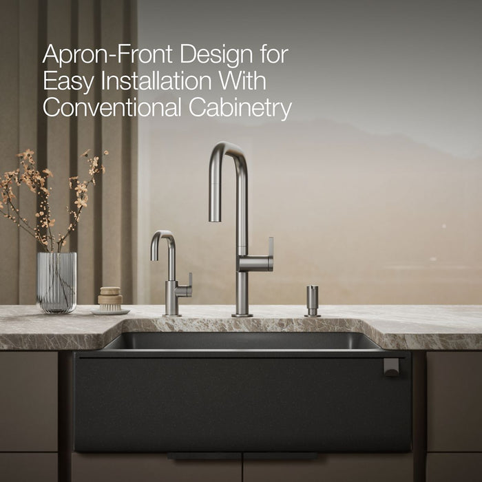 KOHLER K-25787 Cairn 29-11/16" undermount single-bowl farmhouse kitchen sink, matte graphite - view 5