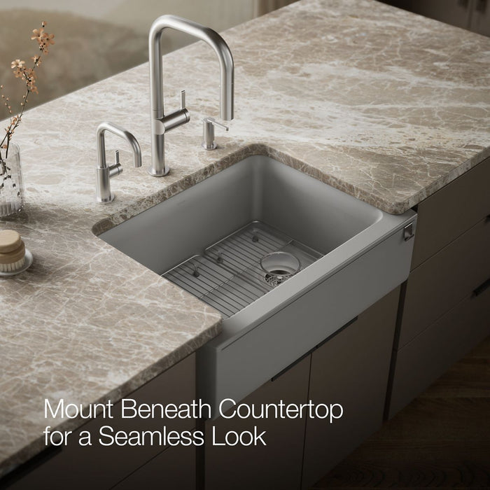 KOHLER K-25787 Cairn 29-11/16" undermount single-bowl farmhouse kitchen sink, matte grey - view 3